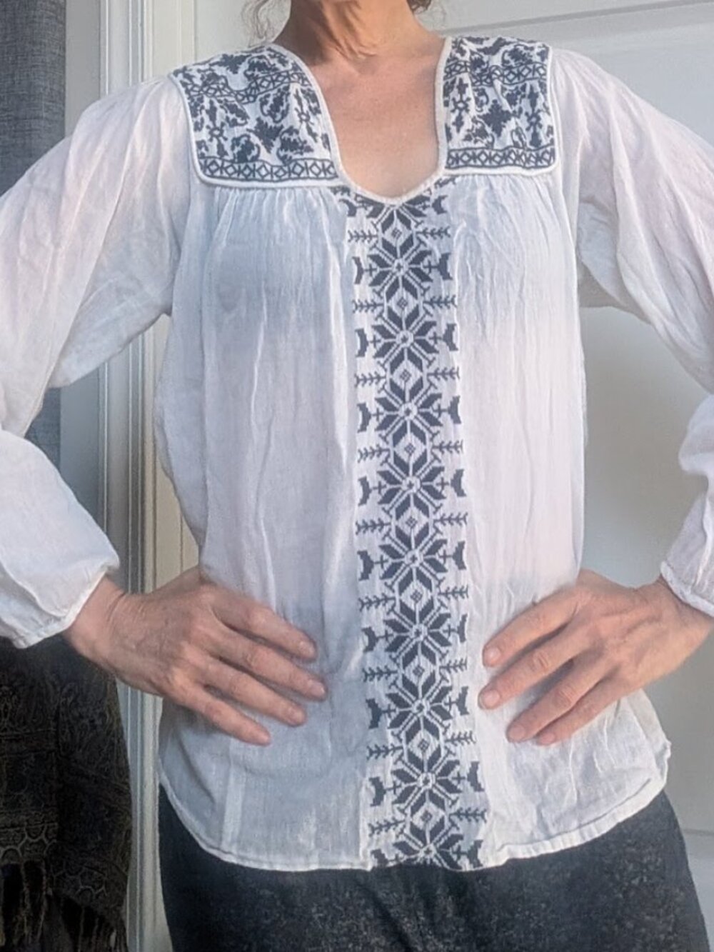 Airy white greek-isle summer blouse by Monsoon